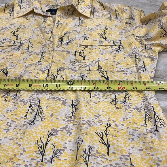 VINTAGE GAP Western Blouse | Butter Yellow & Grey Treescape Print |‎ Size Large - Picture 7 of 12